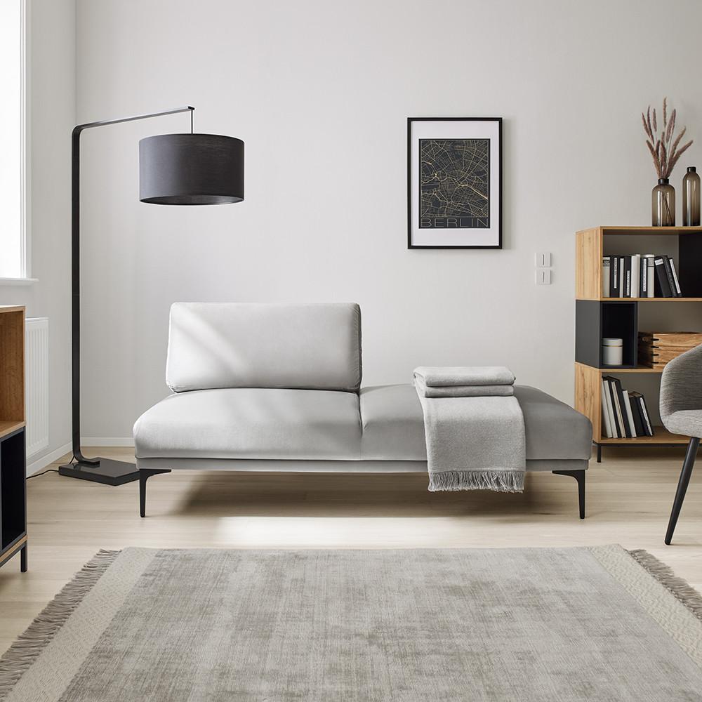 Lenoška TESSA šedá - šedá/černá, Moderní, kov/textil (180,5/82,5/88,5cm) - Bessagi Home