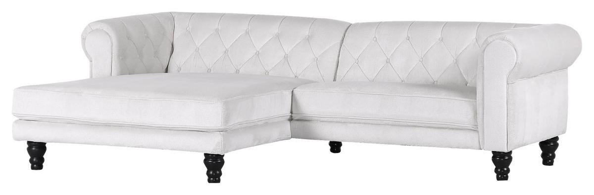 Ecksofa Jonte Weiß S: 160x260 cm - Dunkelbraun/Weiß, Design, Textil (160/260cm) - MID.YOU