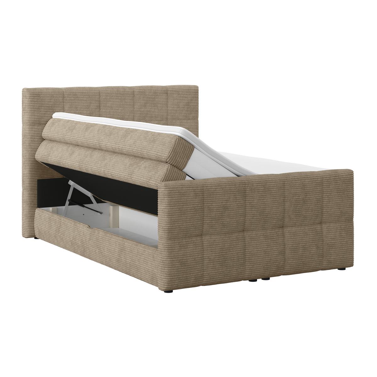 Boxspringbett mit Topper und Bettkasten 140x200 Medino - Schlammfarben, KONVENTIONELL, Holz/Holzwerkstoff (140/200cm)