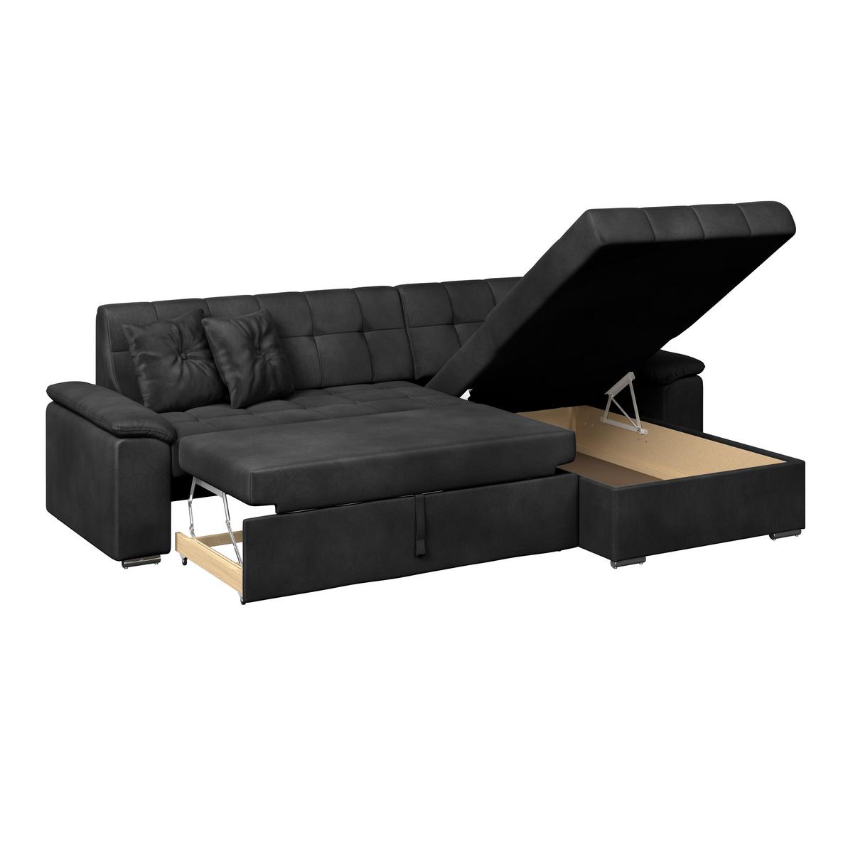 Ecksofa mit Bettkasten Bali schwarz, 257x167 cm - Schwarz, Trend, Textil (257/167cm) - Livetastic