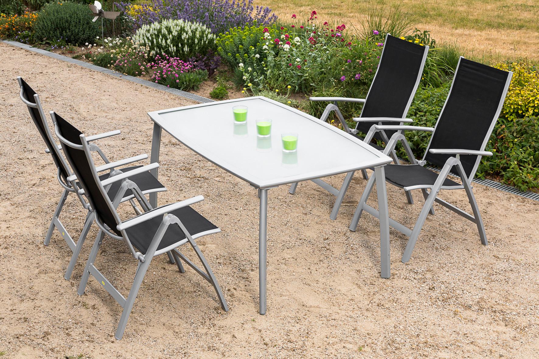 Gartentisch Metall L 150 cm - Silberfarben, MODERN, Glas/Metall (150/90/74cm) - Gardenson