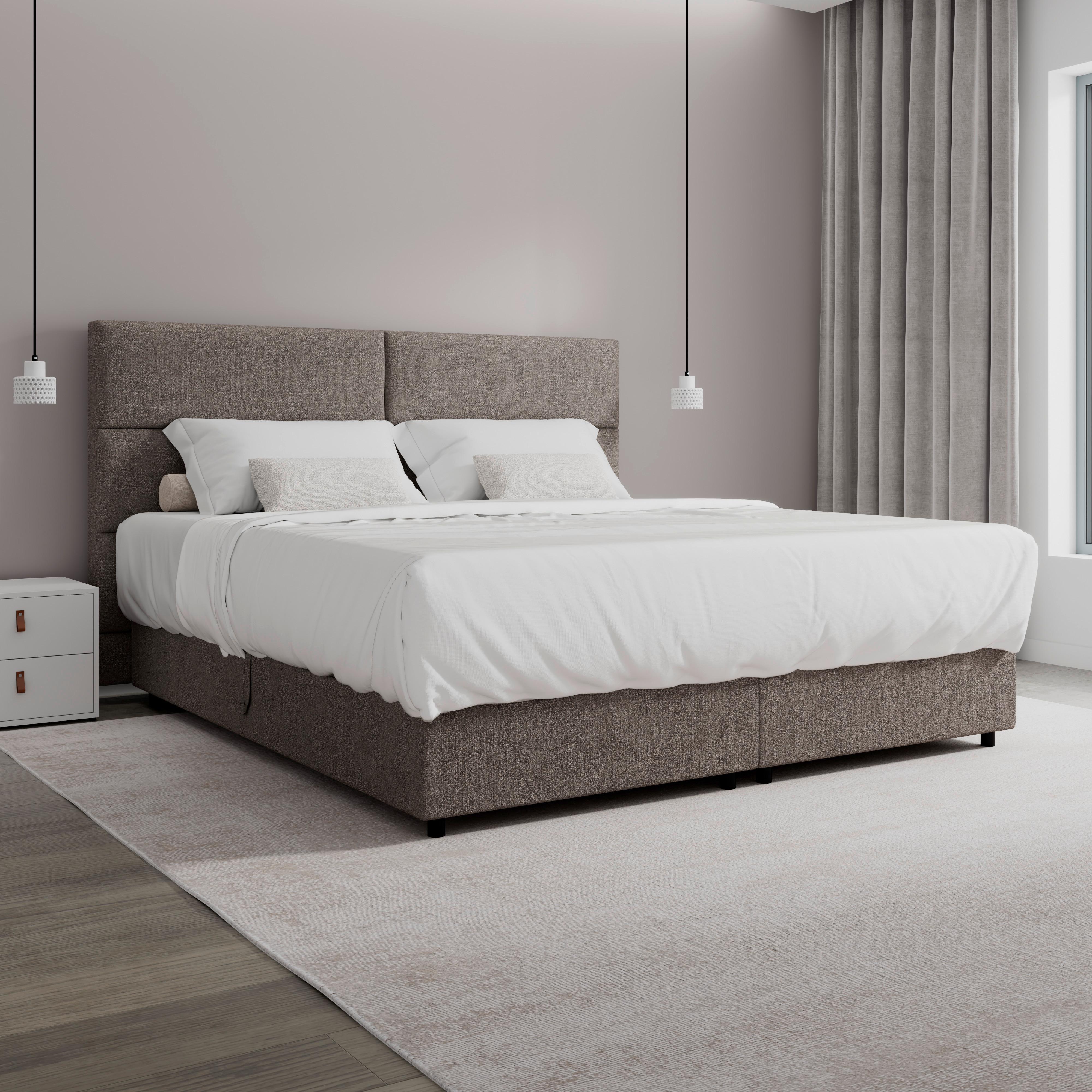 Americká posteľ LILY 180x200 cm, s topperom, mokka - čierna/mokka, Modern, drevo/textil (180/200cm) - Bessagi Home