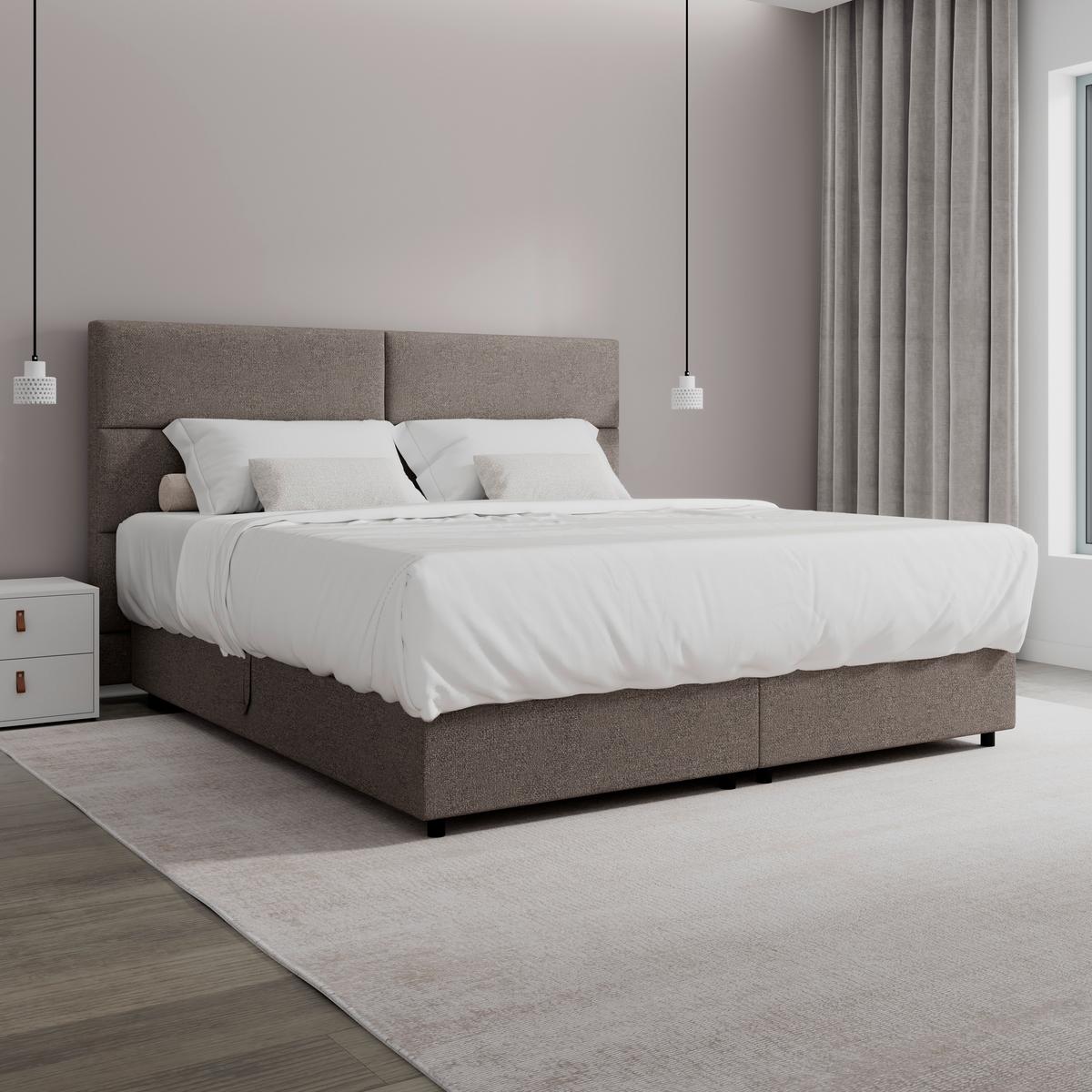 Americká posteľ LILY 180x200 cm, s topperom, mokka - čierna/mokka, Modern, drevo/textil (180/200cm) - Bessagi Home