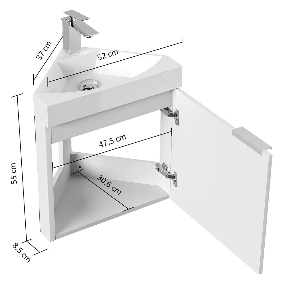 Gästebad Delta Eiche Dekor B: 52,3 cm - Eichefarben, MODERN, Holzwerkstoff/Stein (52,3cm) - MID.YOU