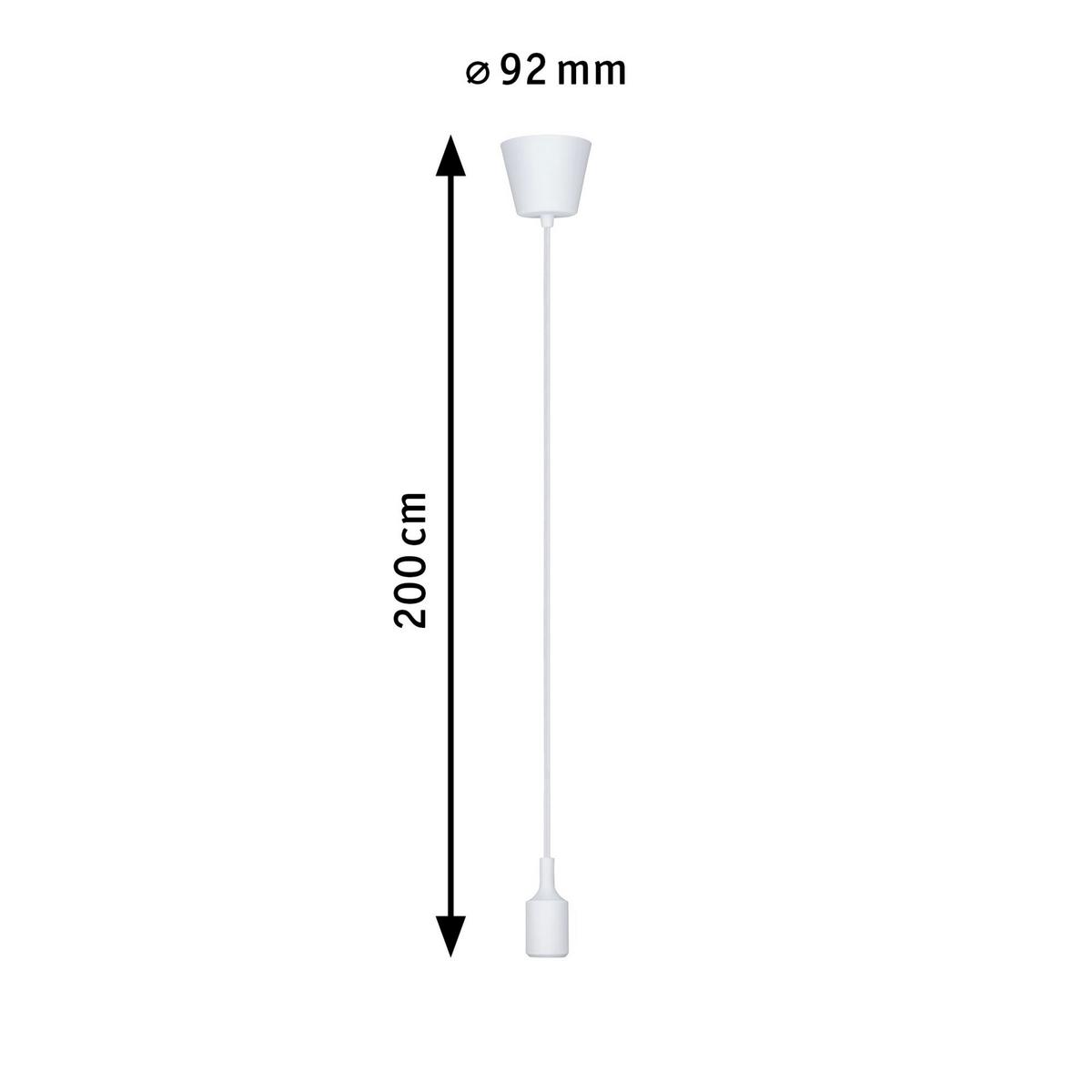 Hängeleuchte H: 200 cm 1-Flammig, Silikon Weiß - Weiß, Basics, Kunststoff (9,2/200,0cm) - Paulmann