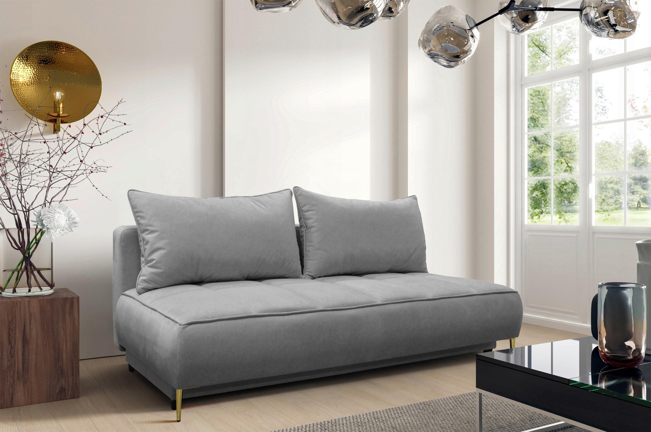 Schlafsofa Zoom Hellgrau B: 200 cm - Goldfarben/Hellgrau, Design, Textil (200/90/97cm) - MID.YOU
