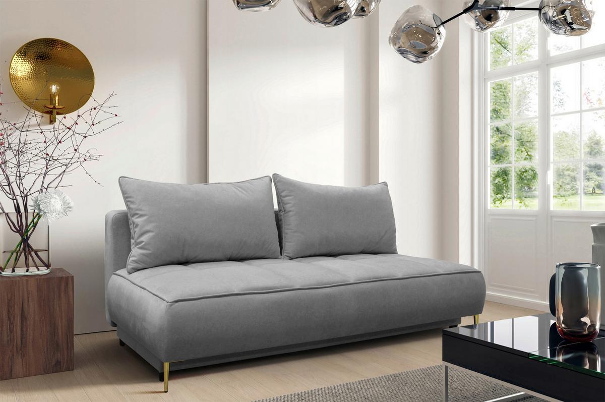 Schlafsofa Zoom Hellgrau B: 200 cm - Goldfarben/Hellgrau, Design, Textil (200/90/97cm) - MID.YOU