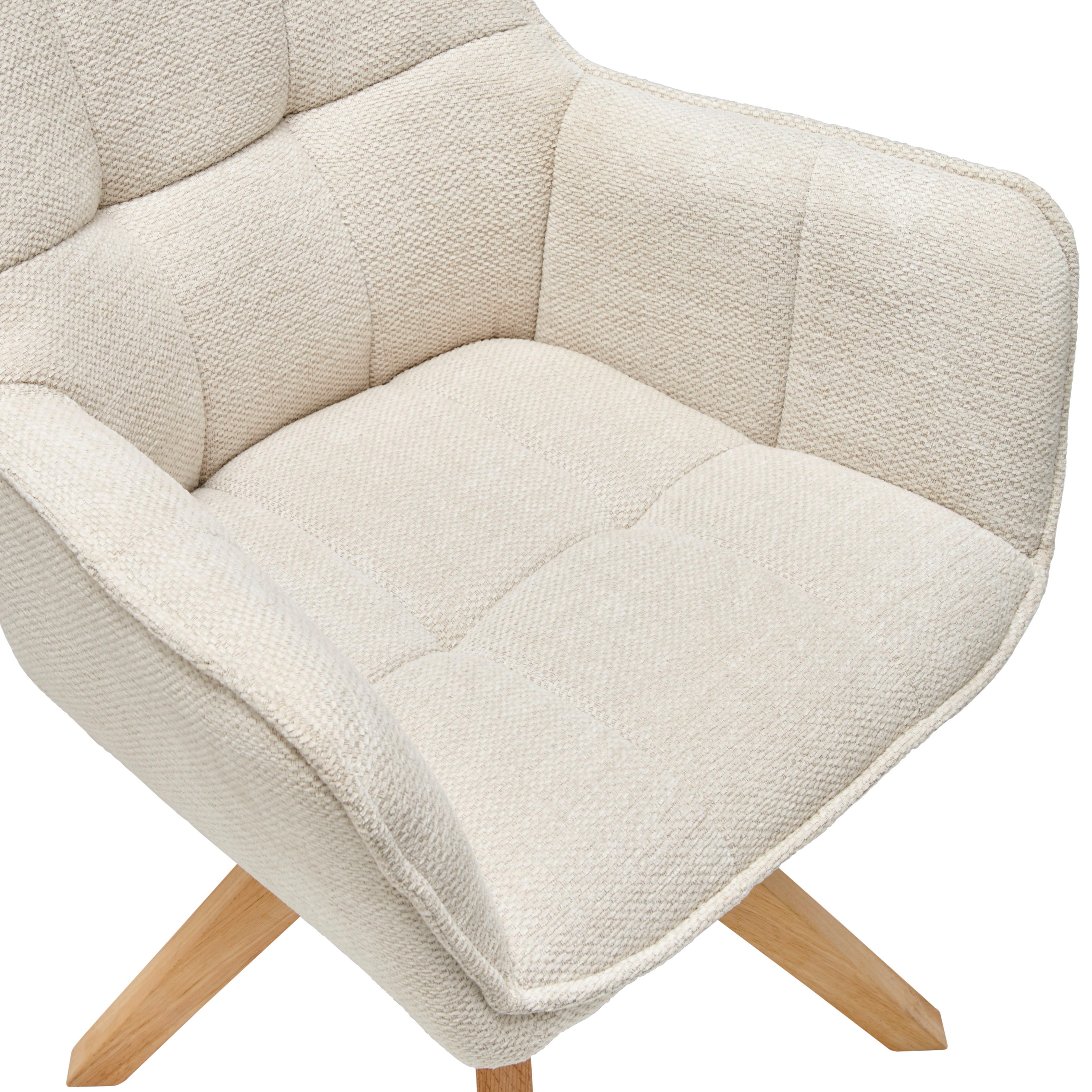 Armlehnstuhl Kerry Beige B: 63 cm - Eichefarben/Beige, LIFESTYLE, Holz/Textil (63/83/61cm) - MID.YOU