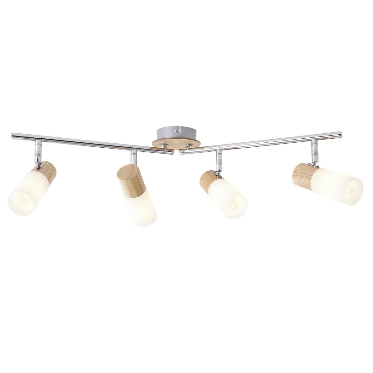 Deckenleuchte Babsan L: 68 cm 4-Flamming - Weiß, KONVENTIONELL, Holz/Kunststoff (68/11,5/18cm) - Brilliant