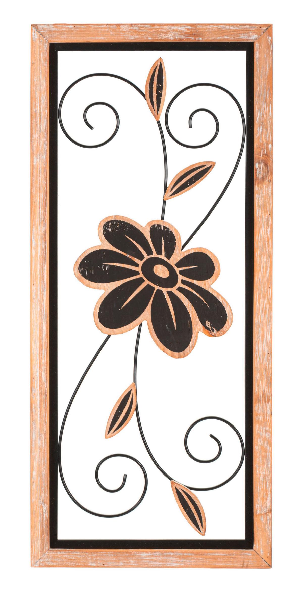 Wanddeko Koman Nautrfarben, Schwarz B: 26 Cm - Schwarz/Naturfarben, Basics, Holzwerkstoff/Metall (26/60/2,5cm)