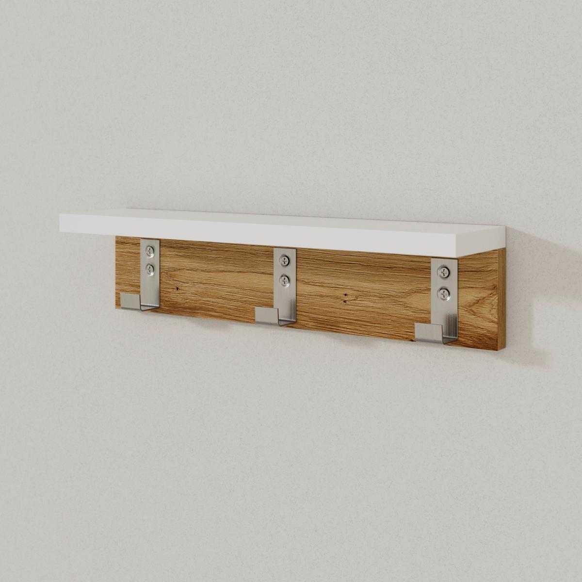 Koupelna Wick 5 -dílná přírodní/bílá - bílá/přírodní barvy, Moderní, kov/kompozitní dřevo - Bessagi Home