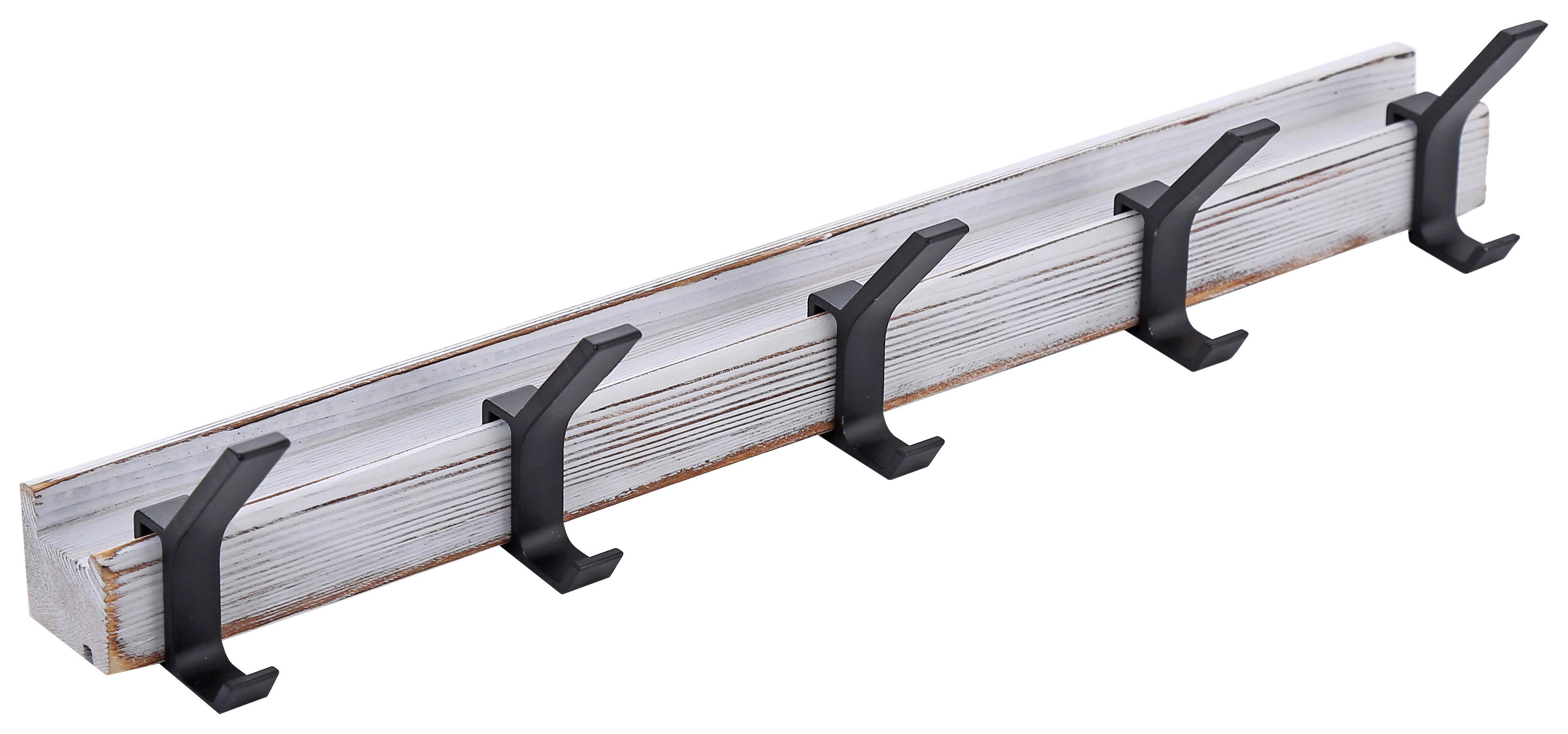 LIŠTA S HÁČIKMI LINA 2 - biela, Modern, drevo (40/6,9/6,4cm)