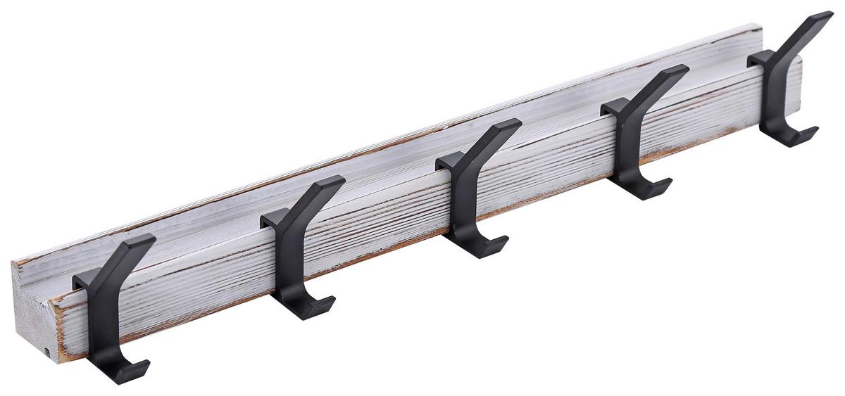 LIŠTA S HÁČKY LINA 2 - bílá, Moderní, dřevo (40/6,9/6,4cm)