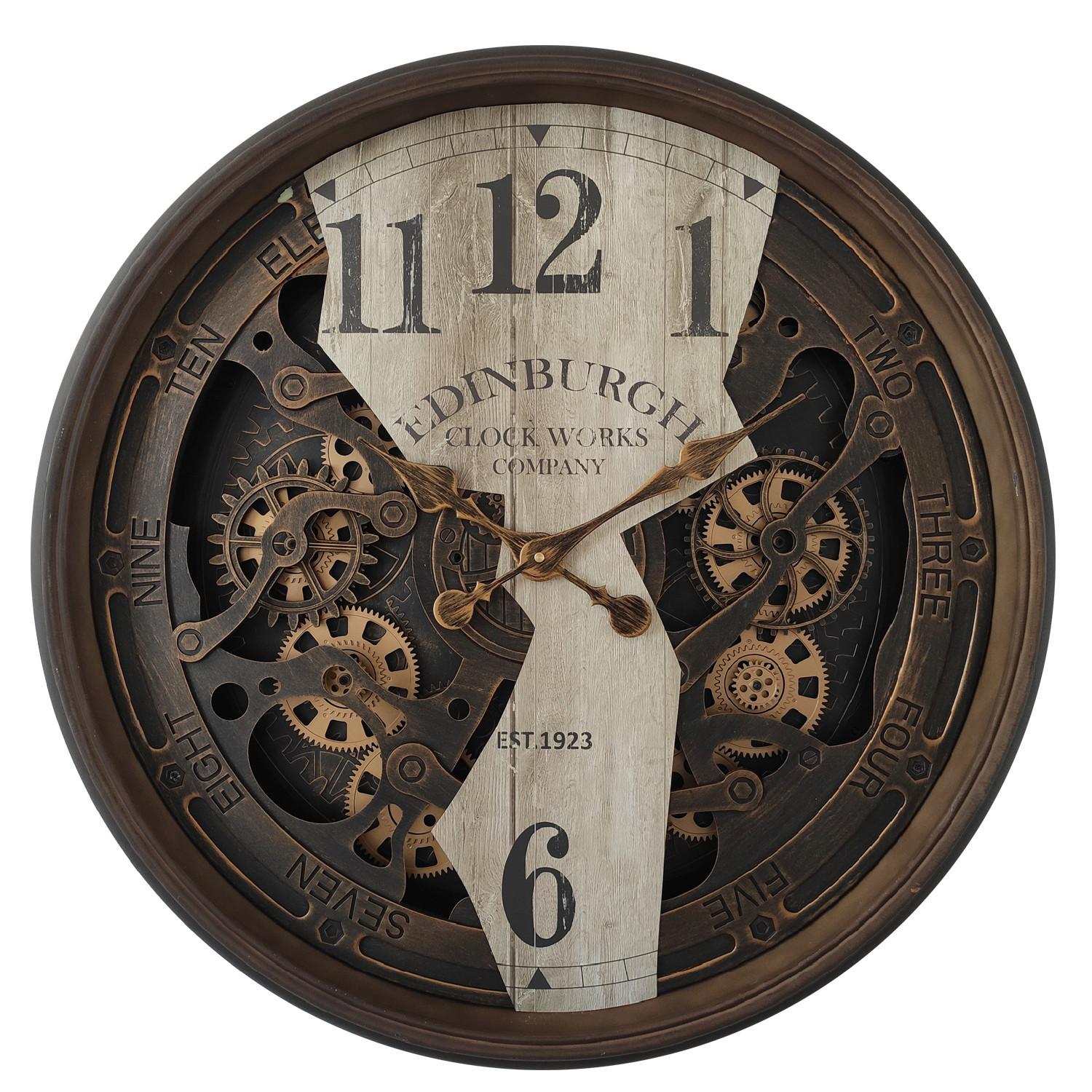 Wanduhr Max - Dunkelbraun, Basics, Holzwerkstoff/Metall (76cm)