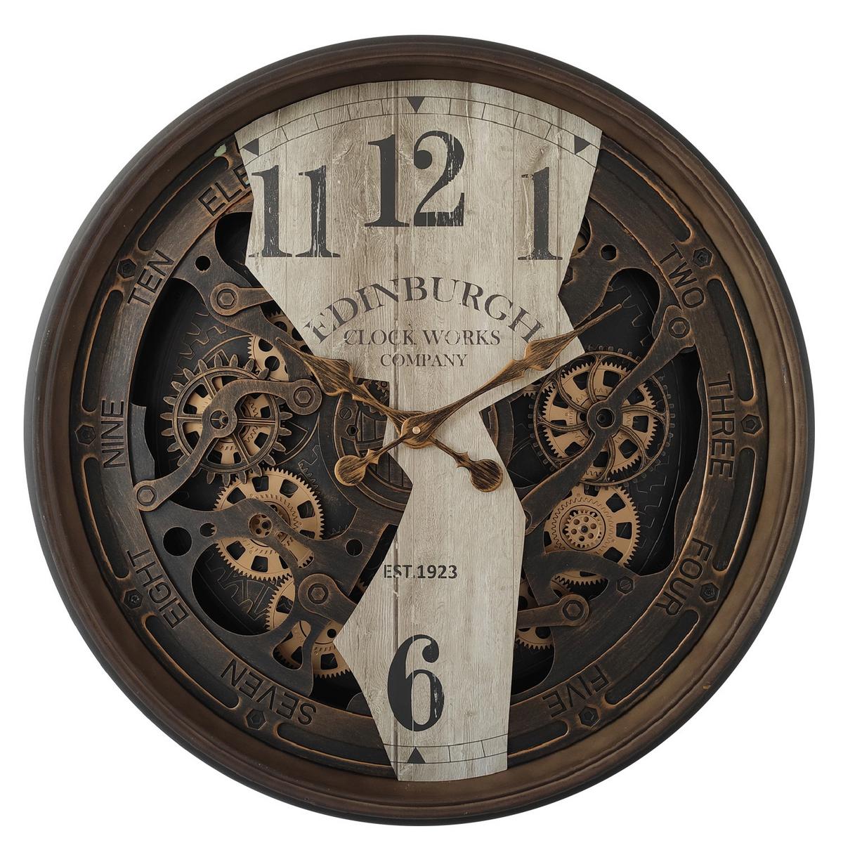 Wanduhr Max - Dunkelbraun, Basics, Holzwerkstoff/Metall (76cm)