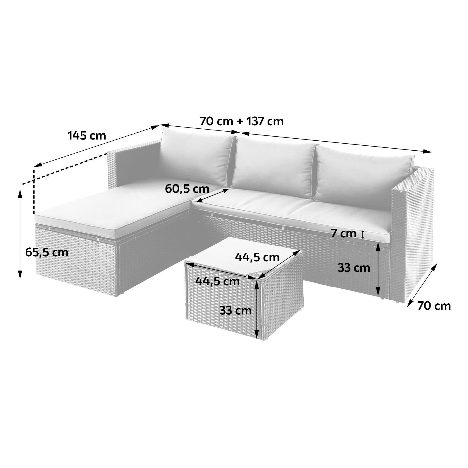 Loungegarnitur 3-Tlg. Bergen Stahl/Polyrattan mit Kissen