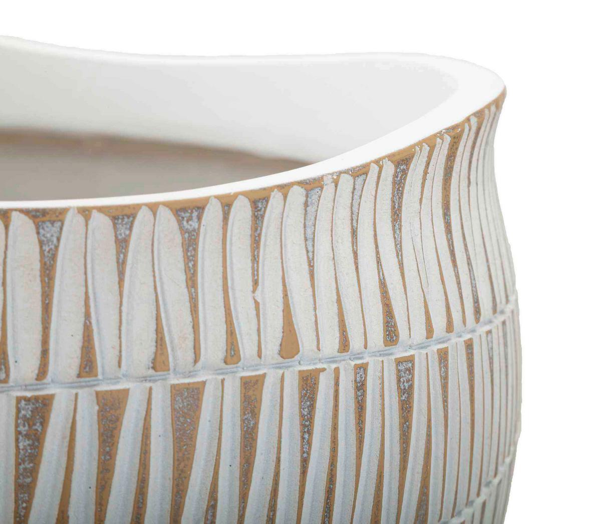 Vase Cachepot Stiky Weoß, Goldfarben B: 30,5 Cm - Goldfarben/Weiß, Basics, Kunststoff (30.5/24.5/30.5cm)