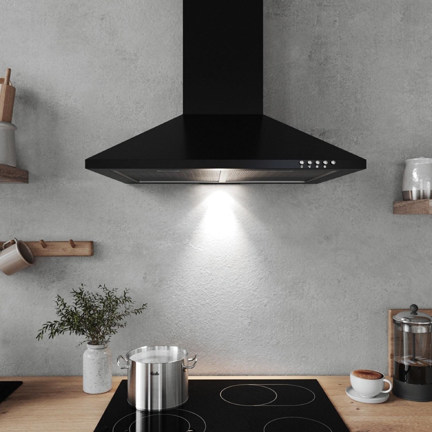 Dunstabzugshaube Karena Schwarz B: 60 cm, Led - Schwarz, Trend, Metall (60/58-96/47,5cm) - Respekta
