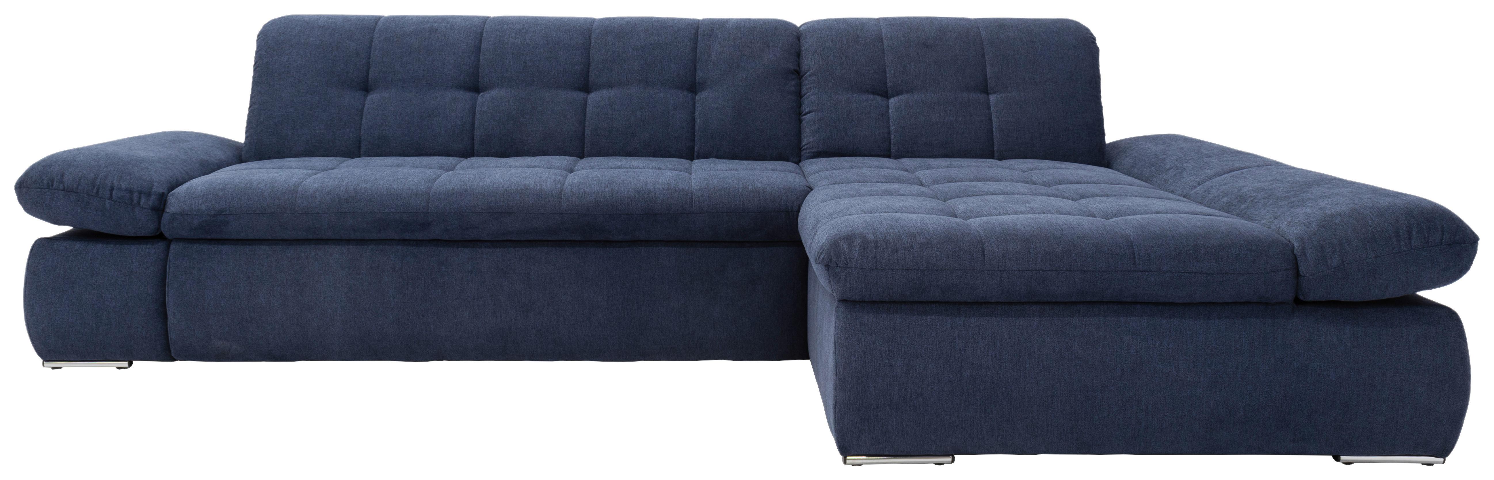 Ecksofa mit Schlaffunktion Moric Dunkelblau Mikrofaser - Chromfarben/Dunkelblau, KONVENTIONELL, Textil (300/172cm) - MID.YOU