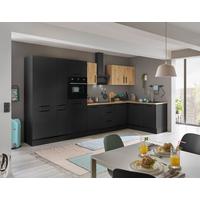Eckküche Turin Schwarz/eiche Dekor 370x175 Cm - Schwarz/Eiche Artisan, Basics, Holzwerkstoff (370/175cm) - MID.YOU