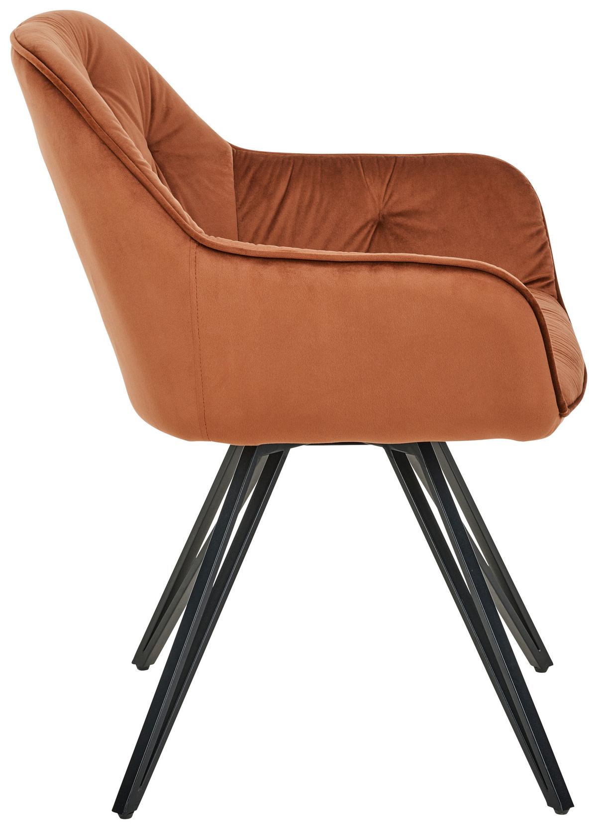 Armlehnstuhl Cardiff - Schwarz/Braun, LIFESTYLE, Holz/Textil (61/82/62cm) - Livetastic