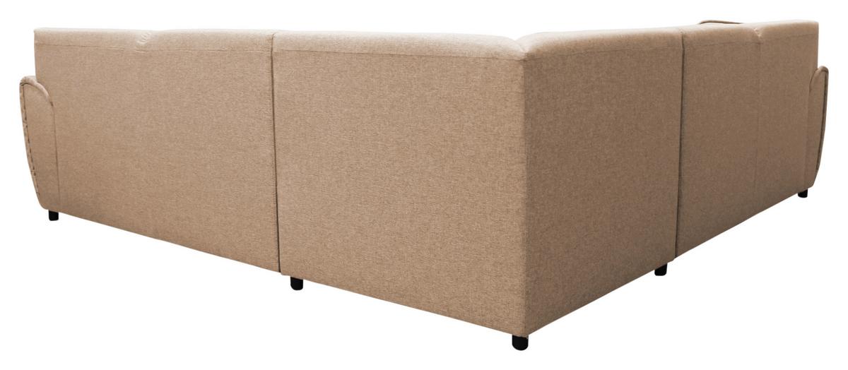 Ecksofa Delux Beige Mit Schlaffunktion Ottomane Rechts - Beige/Silberfarben, Design, Textil (266/266cm) - Livetastic