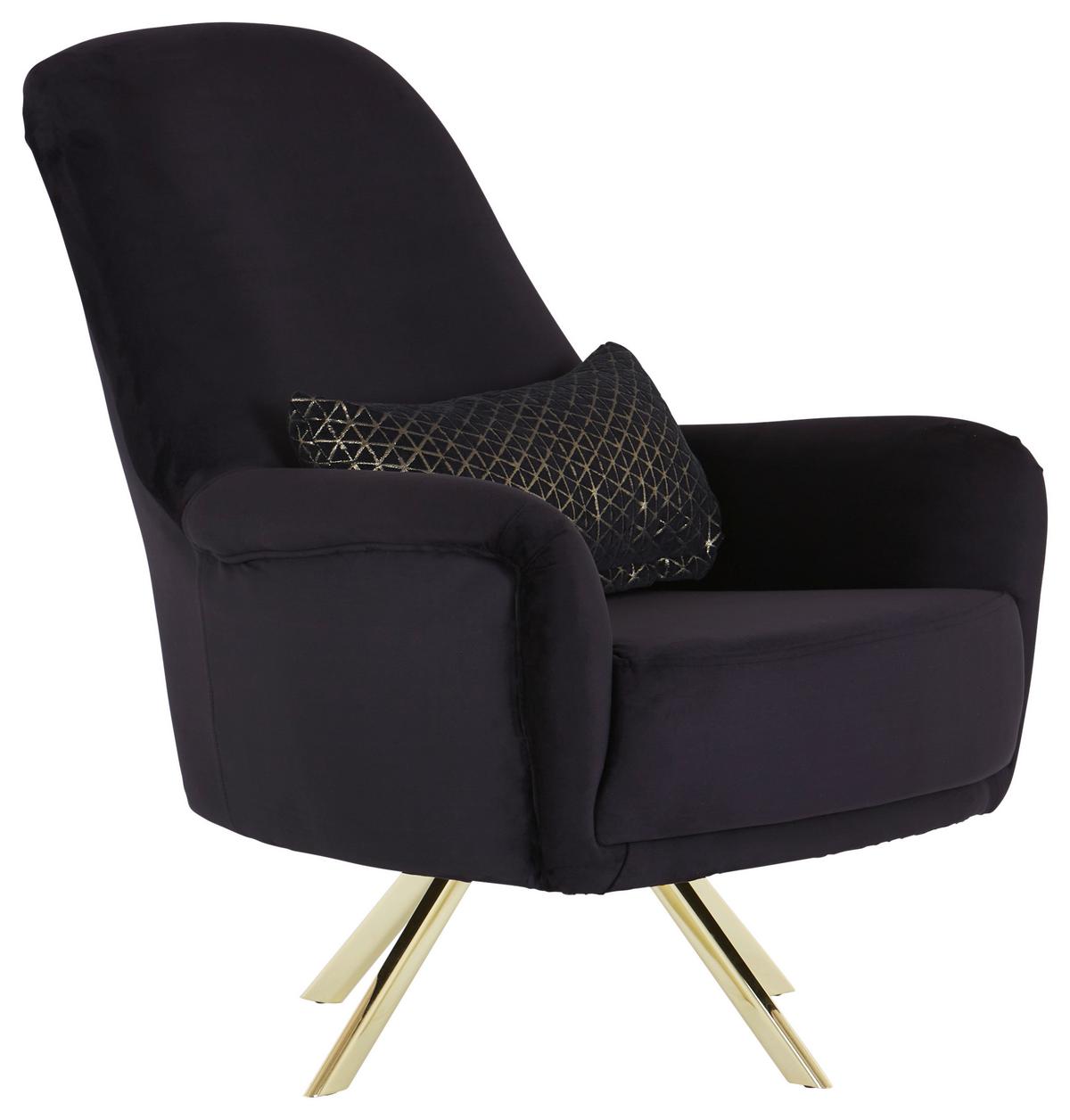 Polstersessel mit Armlehnen Bono Stoffbezug Schwarz - Goldfarben/Schwarz, MODERN, Textil (90/80/75cm) - Luca Bessoni