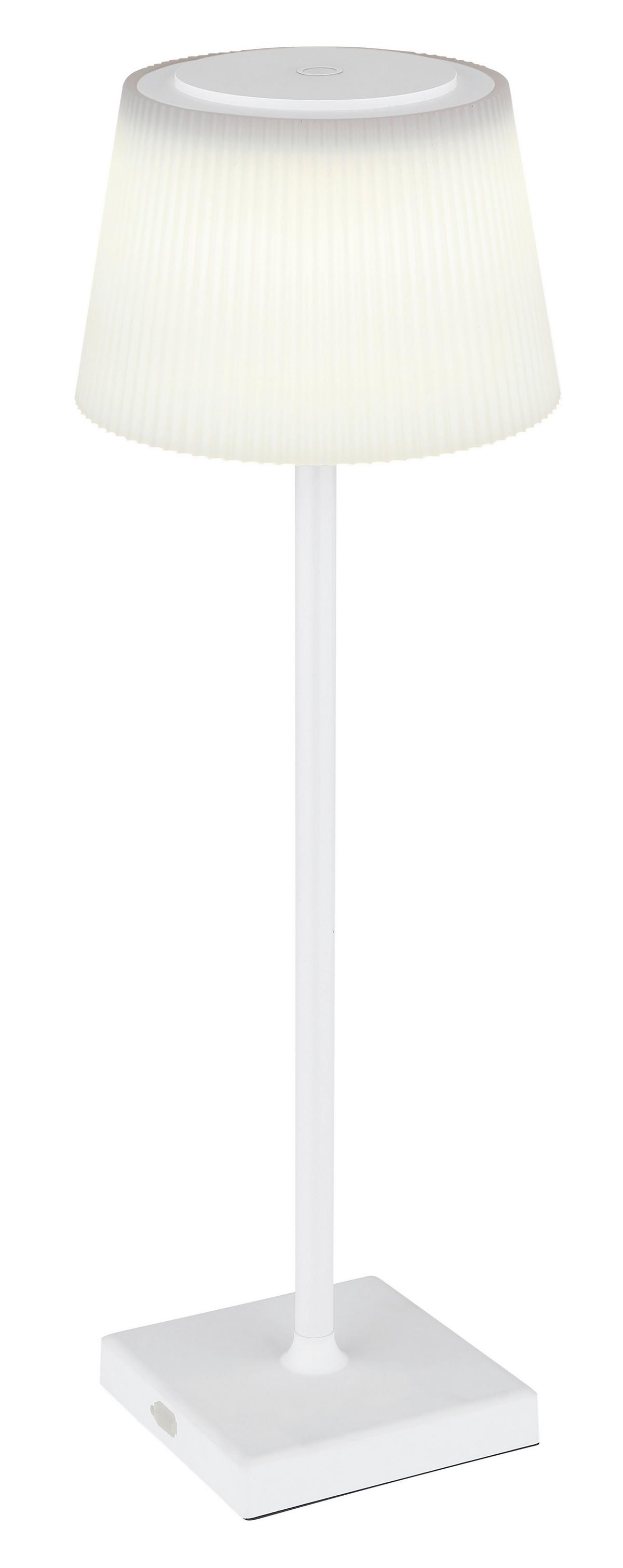 Akku-Tischleuchte 58434w Gregoir - Weiß, KONVENTIONELL, Kunststoff/Metall (13,1/38cm) - Globo