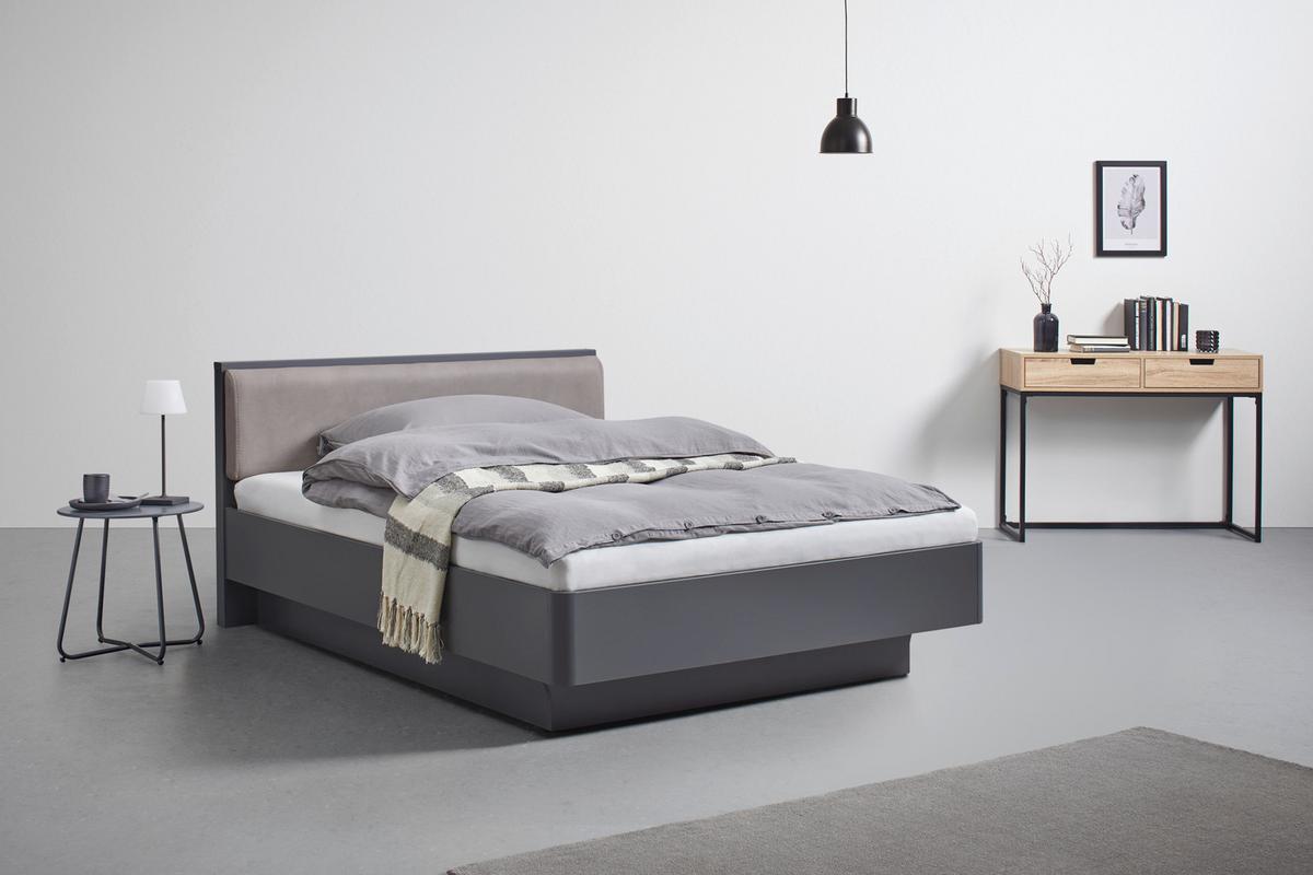Čalouněná postel 140x200 cm, Mariello, cappuccino - cappuccino/antracitová, Moderní, dřevo/textil (140/200cm) - Bessagi Home