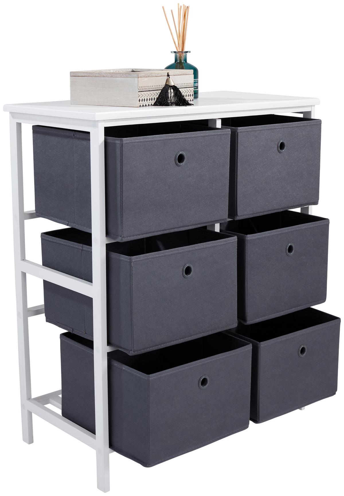 Regal inkl. Boxen Oliver B: 70 cm, Weiß/Grau - Weiß/Grau, MODERN, Holzwerkstoff/Textil (70/80/30cm)