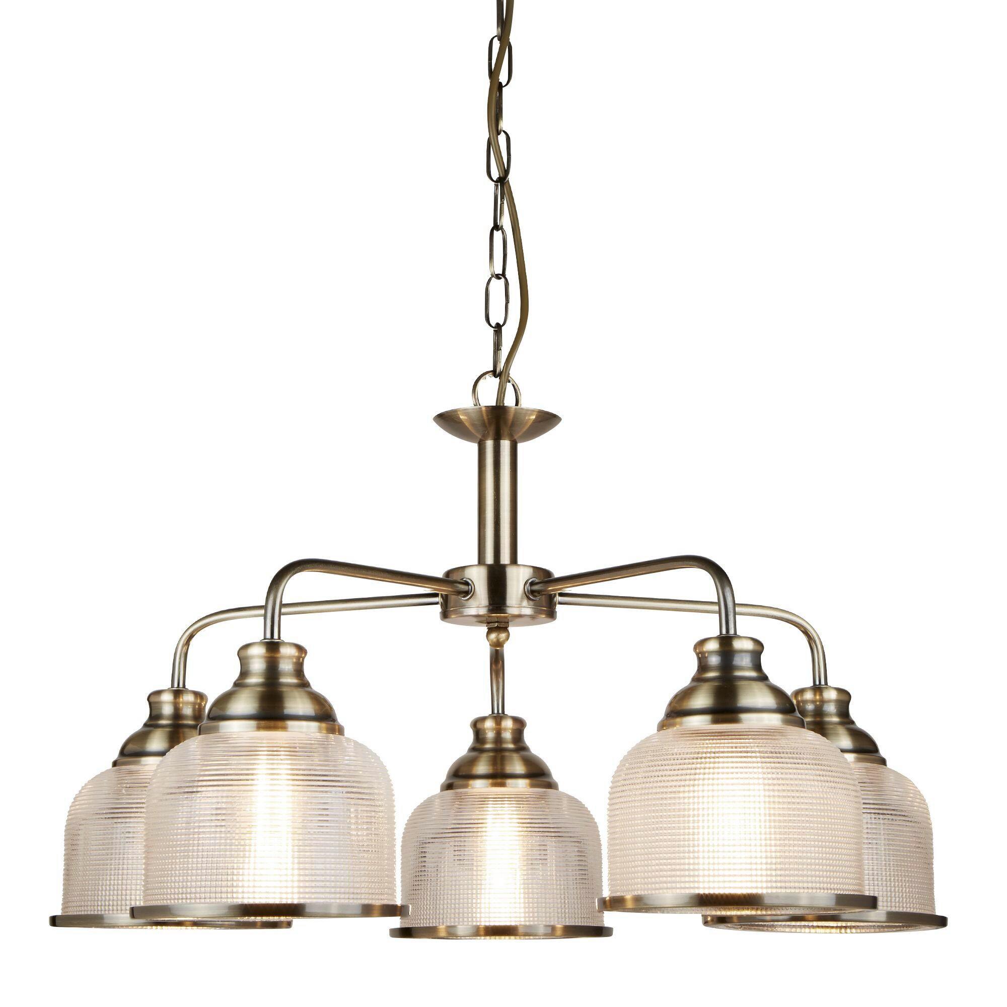 Hängeleuchte 1685-5ab Bistro II - Messingfarben, KONVENTIONELL, Glas/Metall (58/88cm)