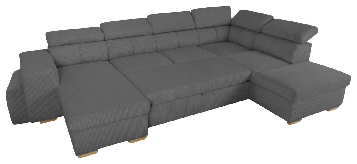Schlafsofa mit Bettkasten Sirius XL,Anthrazit, 219x334cm - Eichefarben/Anthrazit, KONVENTIONELL, Holz/Holzwerkstoff