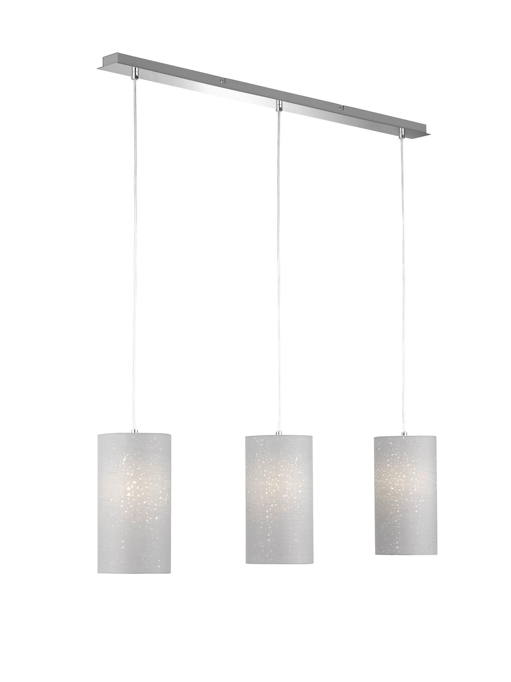 Hängeleuchte Thor H: 150 cm 3-Flammig In Säulenform - Chromfarben/Grau, Design, Textil/Metall (110/150cm) - Fischer & Honsel