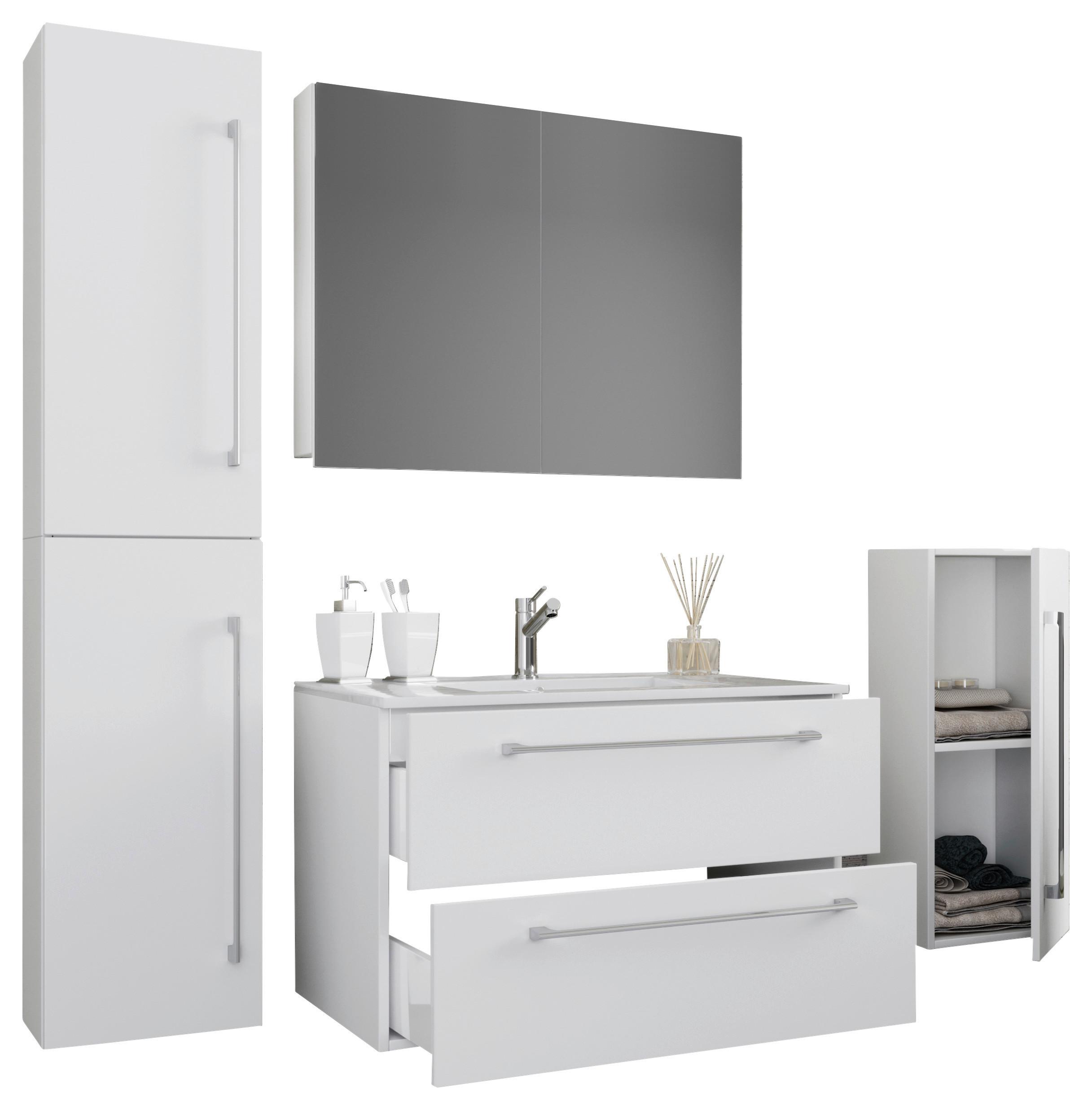 Badezimmer Badinos 5-Teilig Weiß B: 60 cm - Weiß, MODERN, Keramik/Holzwerkstoff (127cm) - MID.YOU