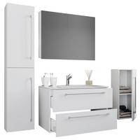 Badezimmer Badinos 5-Teilig Weiß B: 60 cm - Weiß, MODERN, Keramik/Holzwerkstoff (127cm) - MID.YOU