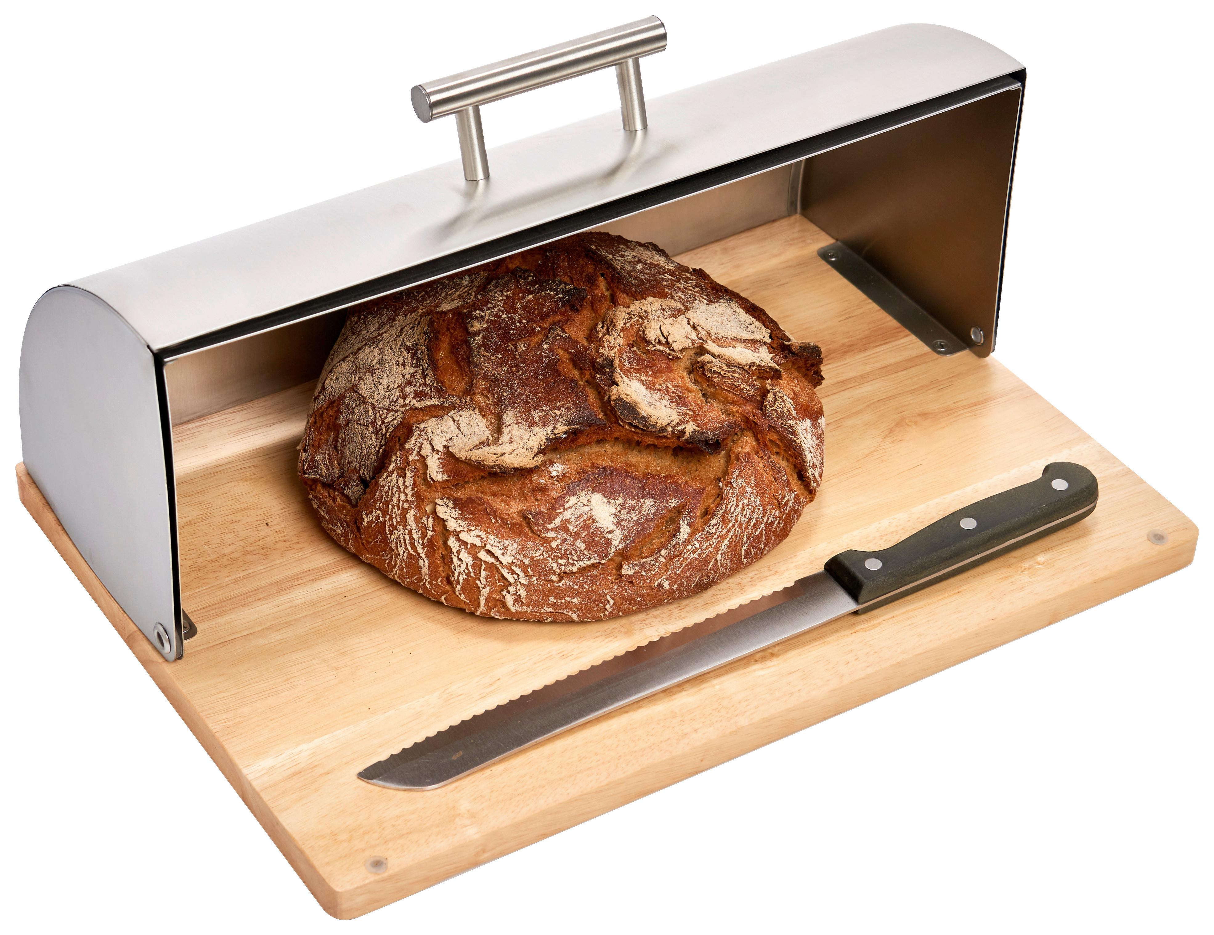 Brotkasten Edelstahlfarben B: 39 Cm - Edelstahlfarben, Basics, Holz/Metall (39/28/16cm) - Zeller Present