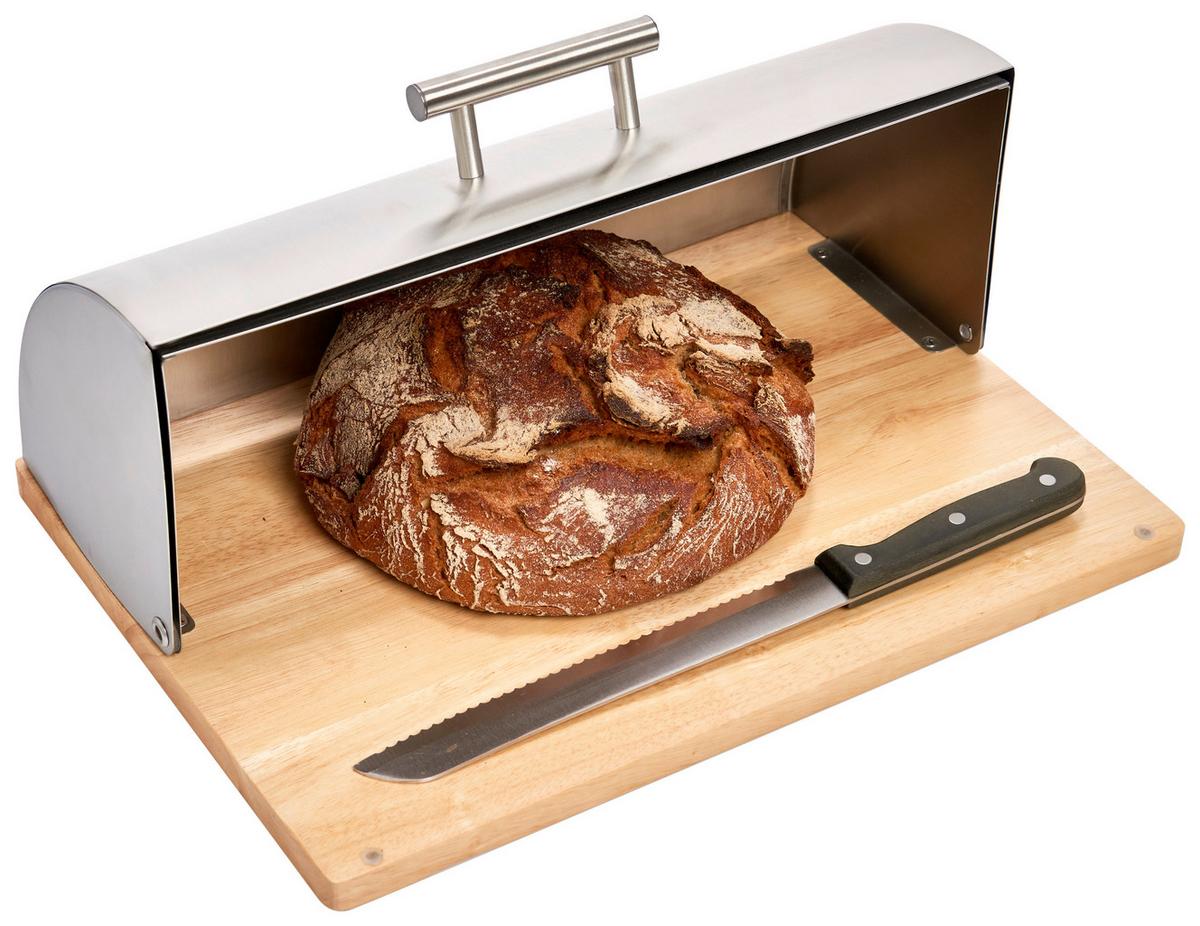 Brotkasten Edelstahlfarben B: 39 Cm - Edelstahlfarben, Basics, Holz/Metall (39/28/16cm) - Zeller Present