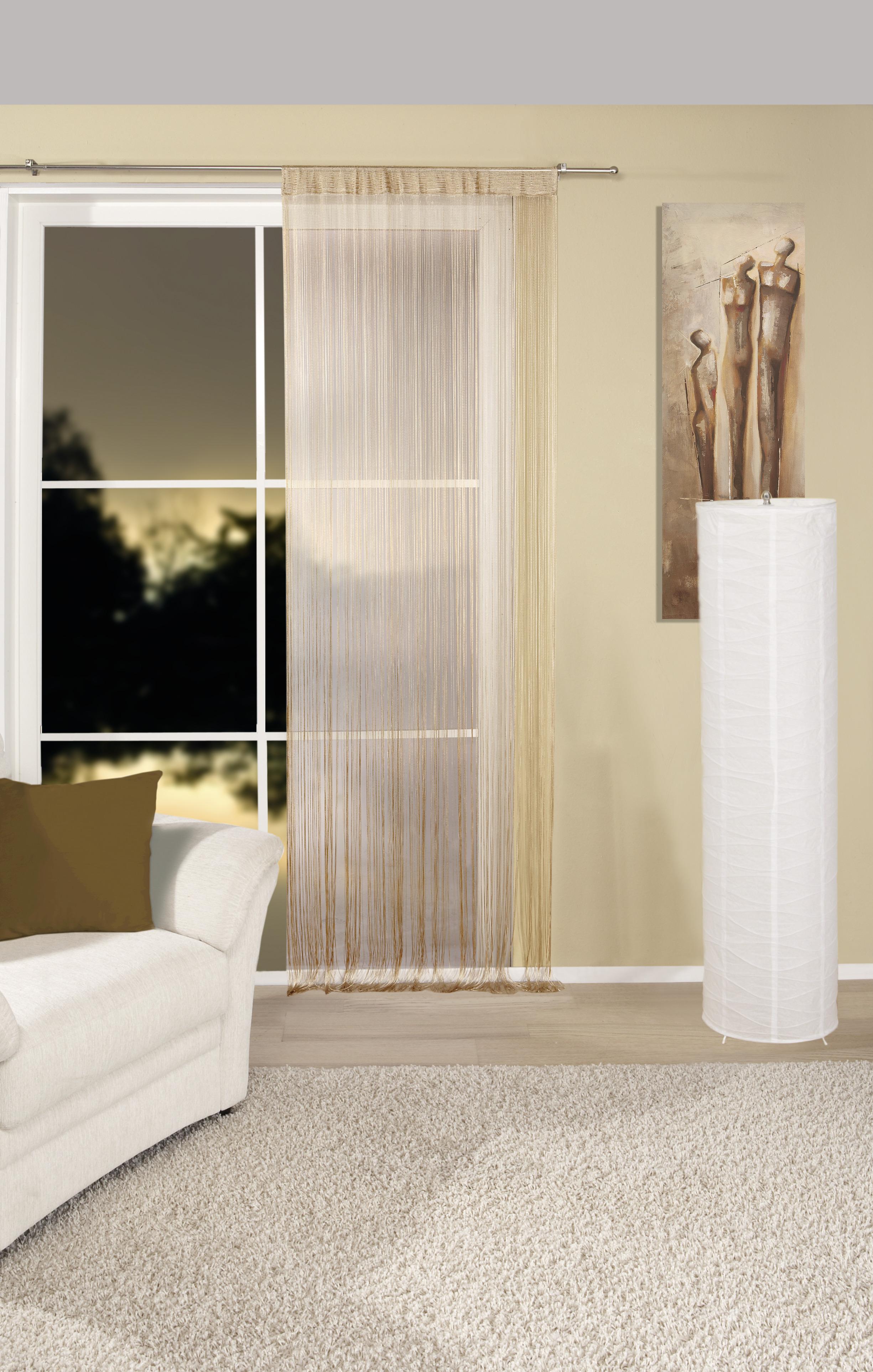 Fadenvorhang + Stangendurchzug Marietta 90x245 Cm Natur - Naturfarben, KONVENTIONELL, Textil (90/245cm) - Ondega
