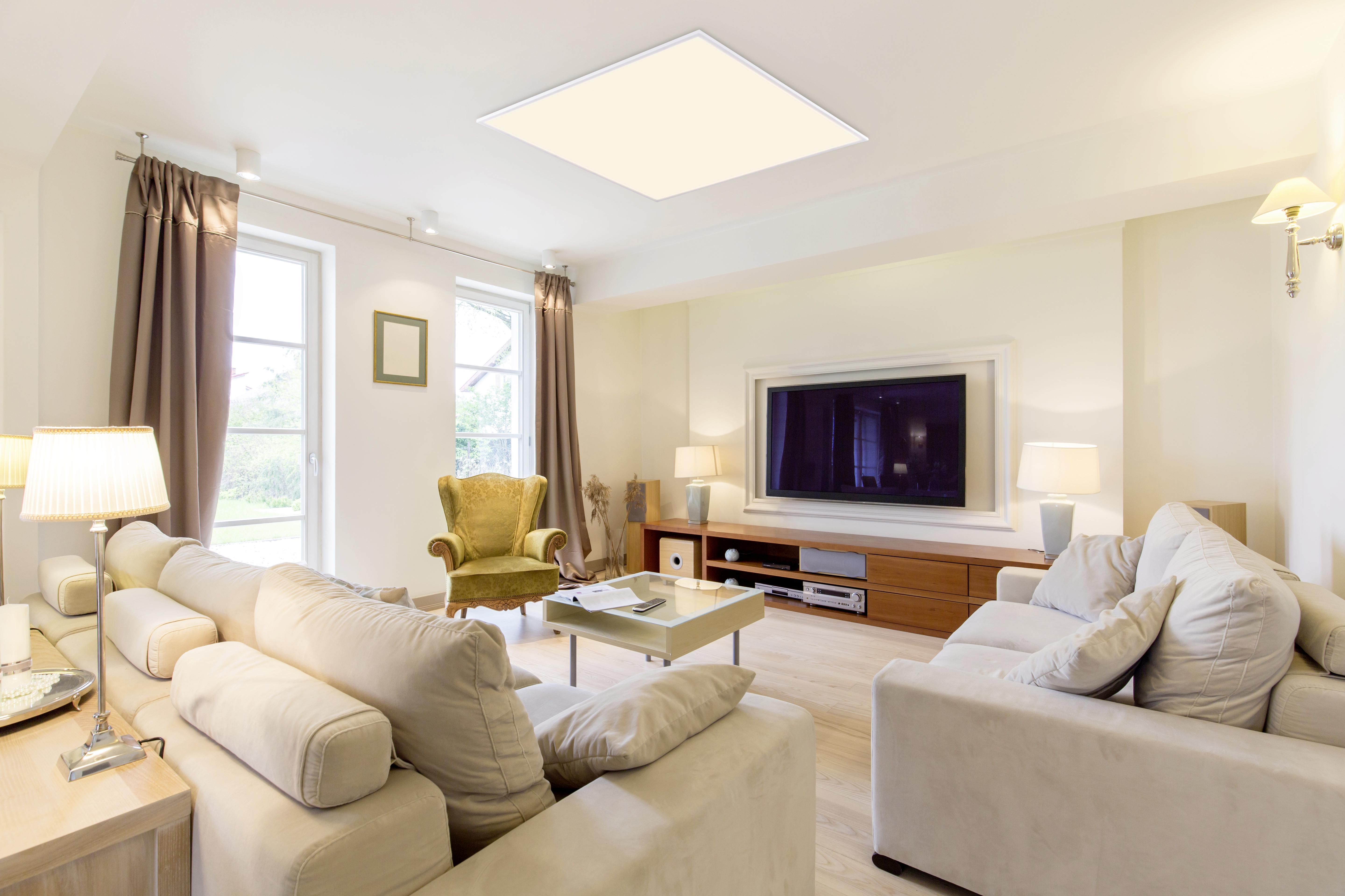 Quadratische LED-Deckenleuchte mit Farbwechsler