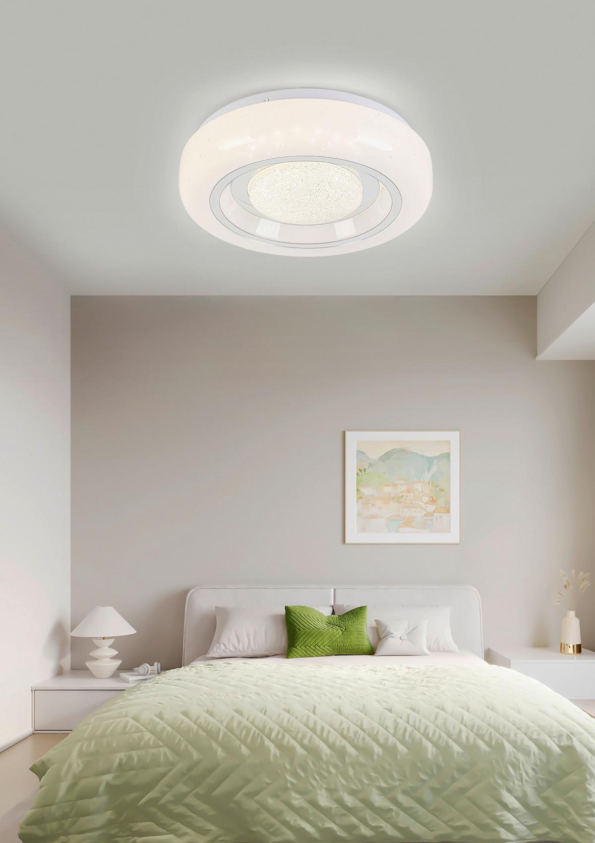 STROPNÉ LED SVIETIDLO ALI - biela/chrómová, Modern, kov/plast (26/26/5,5cm) - Mömax