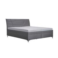 Čalouněná postel LAUREN 160x200, šedá koženka - šedá/bílá, Konvenční, dřevo/textil (160/200cm)
