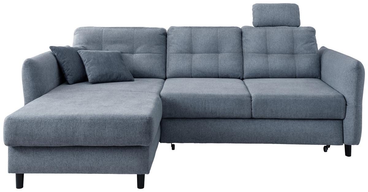 Ecksofa Brizzini Hellblau S: 176/250-280 cm - Blau/Schwarz, MODERN, Holz/Textil (176/250-280cm) - Livetastic