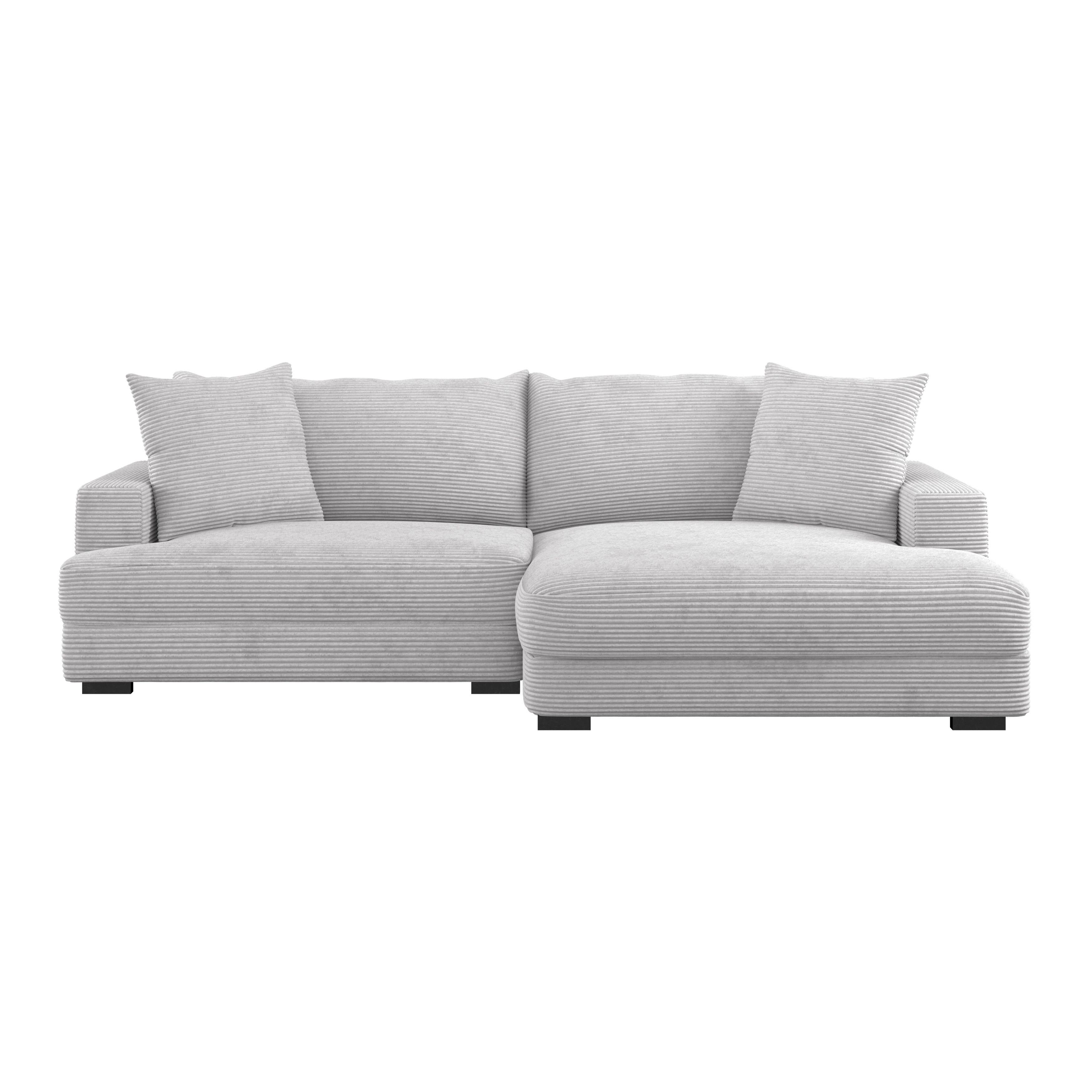 Ecksofa Pelle m. Kissen taupe Cord 265x180cm