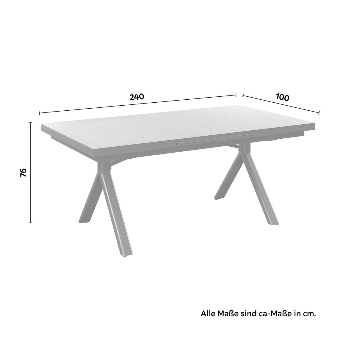 ZÁHRADNÝ STÔL DUBLIN - tmavosivá, Basics, kov/sklo (240/100/76cm)