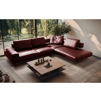 Ecksofa Como Echtleder Rot 306x237 - Rot/Schwarz, Design, Leder (306/237cm) - Livetastic