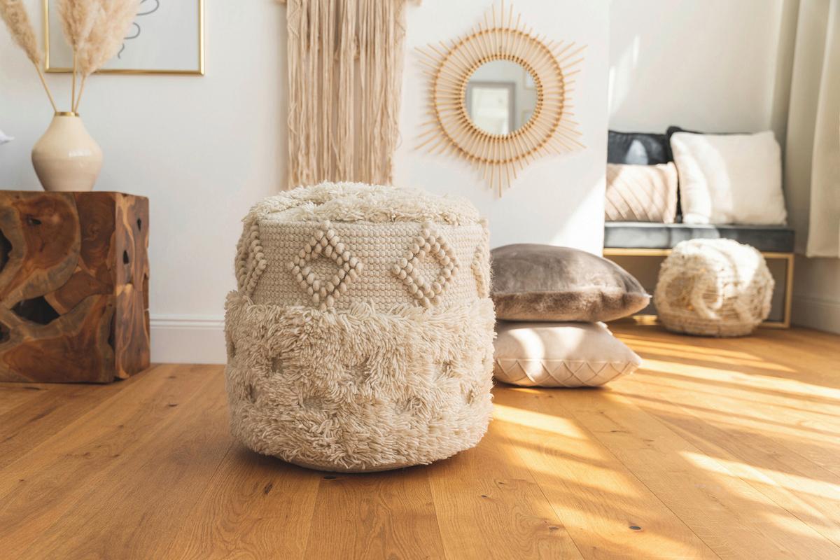 Pouf Bohist 125 Naturfarben D: 35 cm - Naturfarben, Design, Textil (35cm) - Kayoom