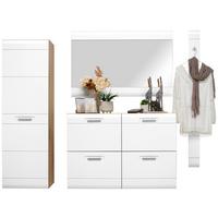Garderoben-set Auris Weiß/eiche Dekor 4-Tlg. - Eichefarben/Weiß, MODERN, Holzwerkstoff (185/204,2/37,1cm) - Luca Bessoni