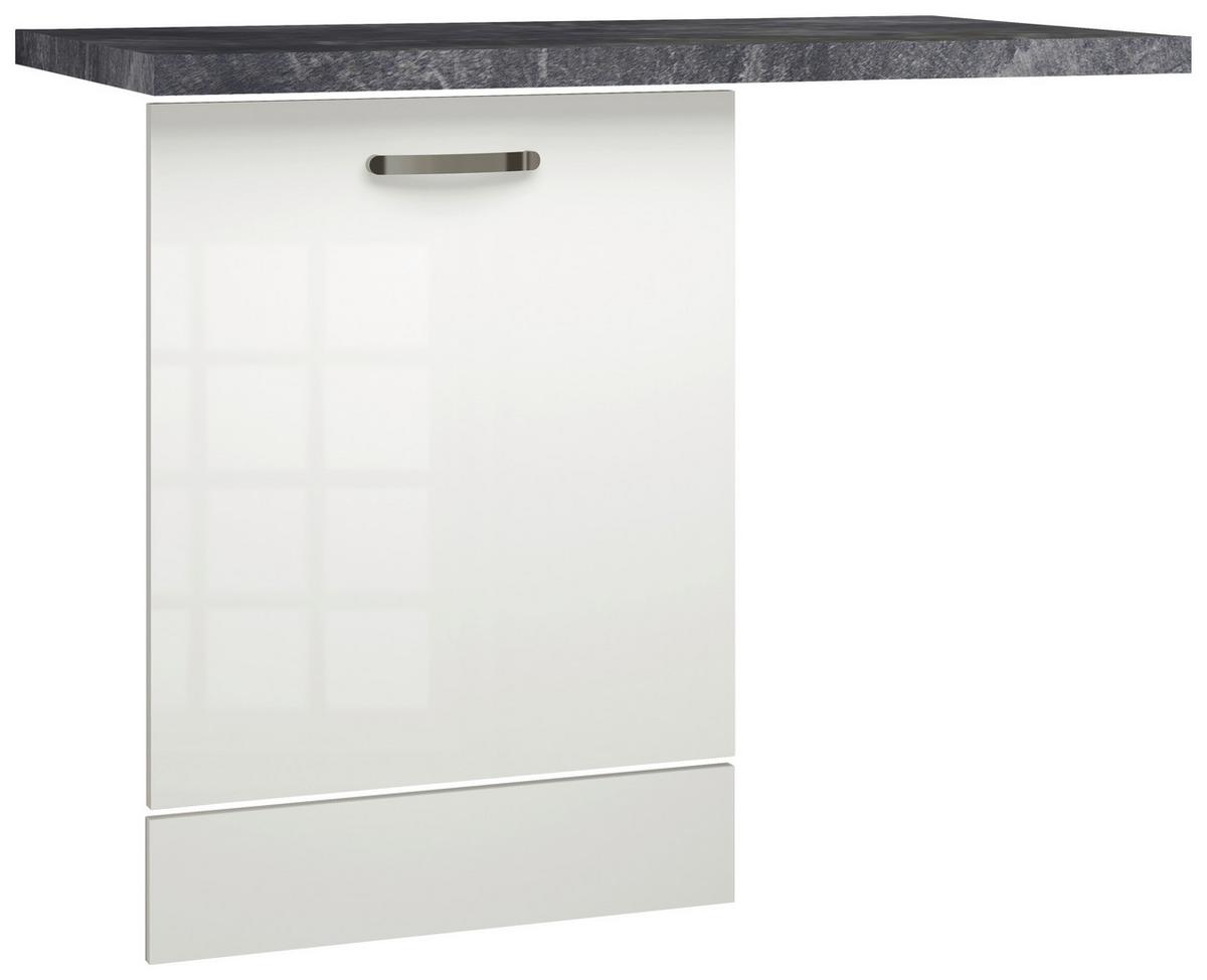 Geschirrspülerfront Alba Weiß mit Arbeitsplatte B: 60 cm - Schieferfarben/Weiß Hochglanz, MODERN, Holzwerkstoff (110/86/60cm)