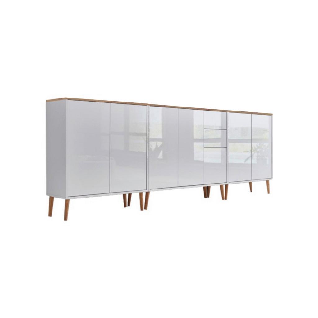 SIDEBOARD Mailand6 B: 263,5cm Weiß/Eiche