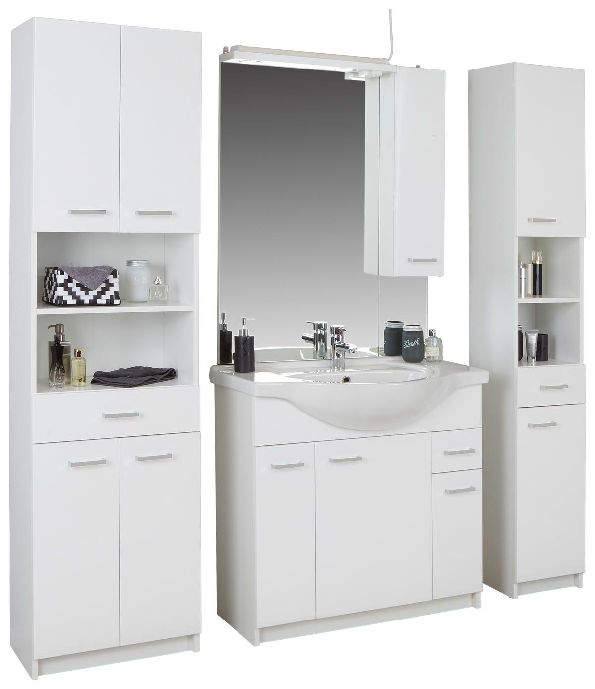 Badezimmer Fiola Weiß Hochglanz B: 166,8 Cm - Weiß Hochglanz/Weiß, KONVENTIONELL, Keramik/Holzwerkstoff (166,8/192/49cm)